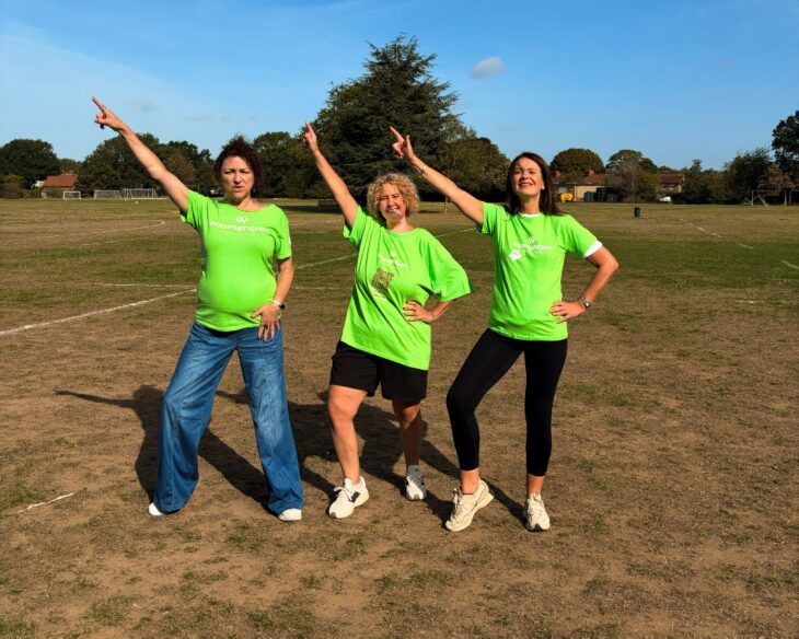 Ambassador Kim Ismay, Sarah Woods from Momentum and Monica Harding MP dancing at the 24-hour Danceathon