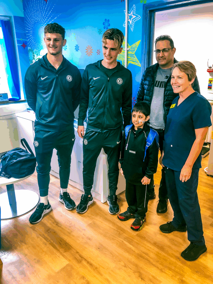 Chelsea FC players at St Peter's Hospital