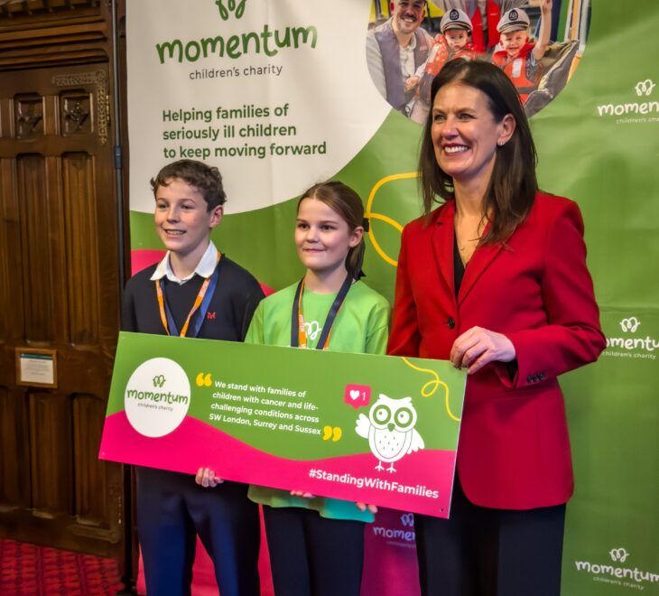 Howard and Thea, with Monica Harding MP at the Houses of Parliament